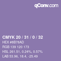Color code: CMYK 20 / 31 / 0 / 32 | qconv.com