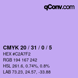 Color code: CMYK 20 / 31 / 0 / 5 | qconv.com