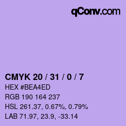 Color code: CMYK 20 / 31 / 0 / 7 | qconv.com