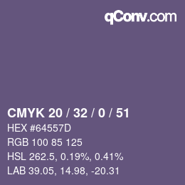 Color code: CMYK 20 / 32 / 0 / 51 | qconv.com