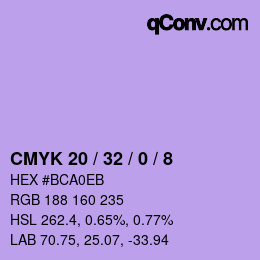 カラーコード: CMYK 20 / 32 / 0 / 8 | qconv.com