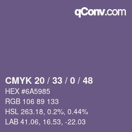 Farbcode: CMYK 20 / 33 / 0 / 48 | qconv.com