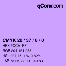 カラーコード: CMYK 20 / 37 / 0 / 0 | qconv.com