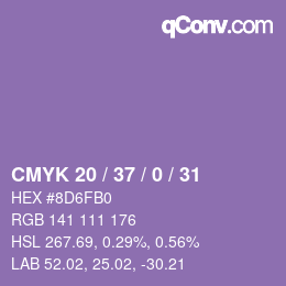 Color code: CMYK 20 / 37 / 0 / 31 | qconv.com