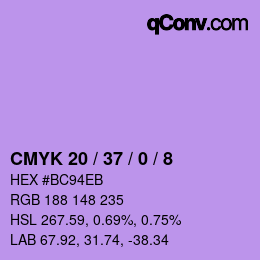 Color code: CMYK 20 / 37 / 0 / 8 | qconv.com