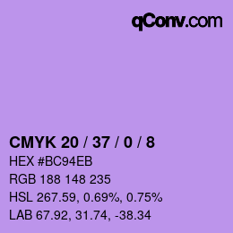 カラーコード: CMYK 20 / 37 / 0 / 8 | qconv.com