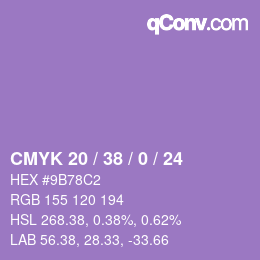 Color code: CMYK 20 / 38 / 0 / 24 | qconv.com