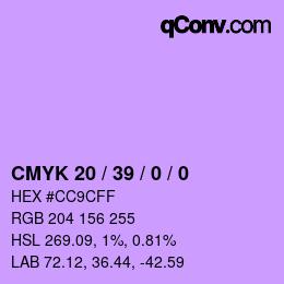 カラーコード: CMYK 20 / 39 / 0 / 0 | qconv.com