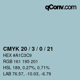 Color code: CMYK 20 / 3 / 0 / 21 | qconv.com