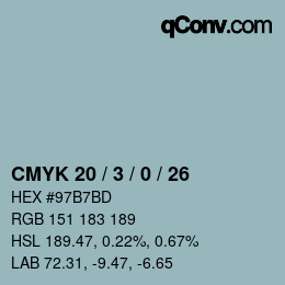 Color code: CMYK 20 / 3 / 0 / 26 | qconv.com