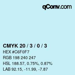 Color code: CMYK 20 / 3 / 0 / 3 | qconv.com