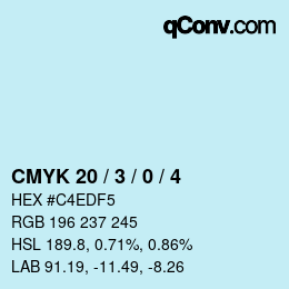 颜色代码: CMYK 20 / 3 / 0 / 4 | qconv.com