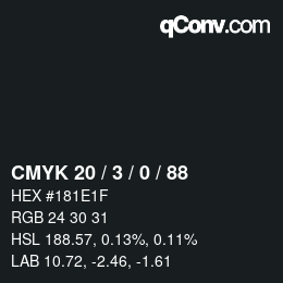 Color code: CMYK 20 / 3 / 0 / 88 | qconv.com