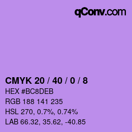カラーコード: CMYK 20 / 40 / 0 / 8 | qconv.com