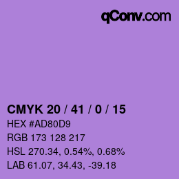 Color code: CMYK 20 / 41 / 0 / 15 | qconv.com