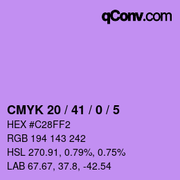Color code: CMYK 20 / 41 / 0 / 5 | qconv.com