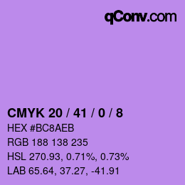 Color code: CMYK 20 / 41 / 0 / 8 | qconv.com