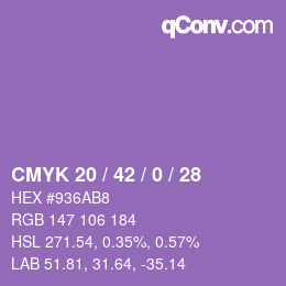 Color code: CMYK 20 / 42 / 0 / 28 | qconv.com