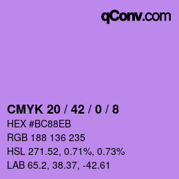 カラーコード: CMYK 20 / 42 / 0 / 8 | qconv.com
