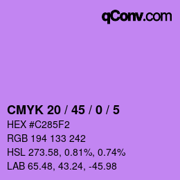 Color code: CMYK 20 / 45 / 0 / 5 | qconv.com