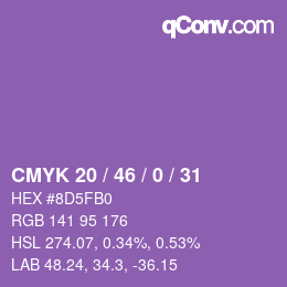 カラーコード: CMYK 20 / 46 / 0 / 31 | qconv.com