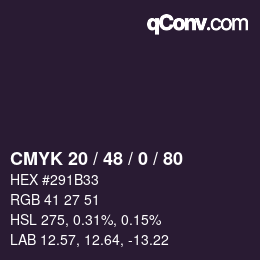 Color code: CMYK 20 / 48 / 0 / 80 | qconv.com