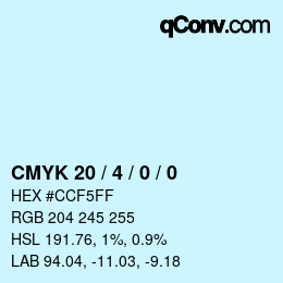 カラーコード: CMYK 20 / 4 / 0 / 0 | qconv.com