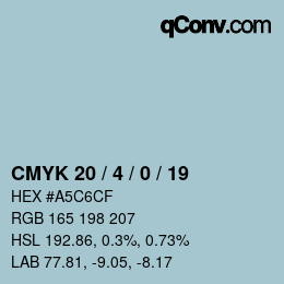 Color code: CMYK 20 / 4 / 0 / 19 | qconv.com