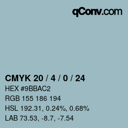 カラーコード: CMYK 20 / 4 / 0 / 24 | qconv.com