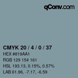 Código de color: CMYK 20 / 4 / 0 / 37 | qconv.com
