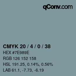 カラーコード: CMYK 20 / 4 / 0 / 38 | qconv.com