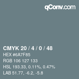 颜色代码: CMYK 20 / 4 / 0 / 48 | qconv.com