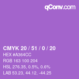 Color code: CMYK 20 / 51 / 0 / 20 | qconv.com