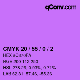 颜色代码: CMYK 20 / 55 / 0 / 2 | qconv.com