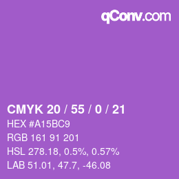 カラーコード: CMYK 20 / 55 / 0 / 21 | qconv.com