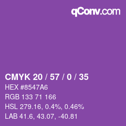 カラーコード: CMYK 20 / 57 / 0 / 35 | qconv.com