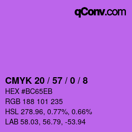 Color code: CMYK 20 / 57 / 0 / 8 | qconv.com