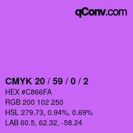 カラーコード: CMYK 20 / 59 / 0 / 2 | qconv.com