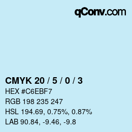 Color code: CMYK 20 / 5 / 0 / 3 | qconv.com
