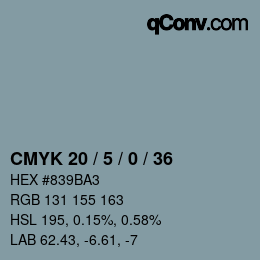 Código de color: CMYK 20 / 5 / 0 / 36 | qconv.com