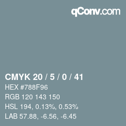 Color code: CMYK 20 / 5 / 0 / 41 | qconv.com