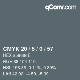 Color code: CMYK 20 / 5 / 0 / 57 | qconv.com