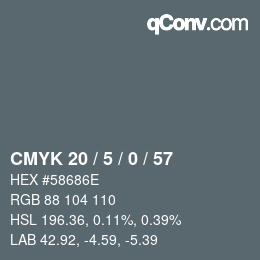 Color code: CMYK 20 / 5 / 0 / 57 | qconv.com