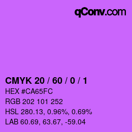 カラーコード: CMYK 20 / 60 / 0 / 1 | qconv.com