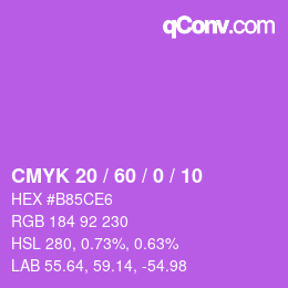 カラーコード: CMYK 20 / 60 / 0 / 10 | qconv.com