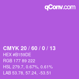 カラーコード: CMYK 20 / 60 / 0 / 13 | qconv.com