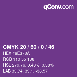 カラーコード: CMYK 20 / 60 / 0 / 46 | qconv.com