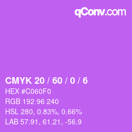 カラーコード: CMYK 20 / 60 / 0 / 6 | qconv.com