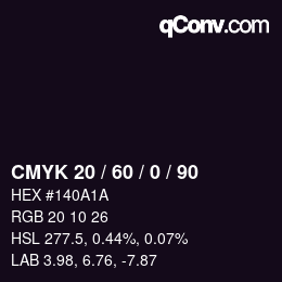 カラーコード: CMYK 20 / 60 / 0 / 90 | qconv.com