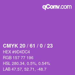 Color code: CMYK 20 / 61 / 0 / 23 | qconv.com